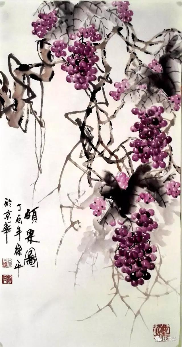 意境高雅、清新水墨葡萄---徐平